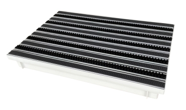 ACO Bodenwanne 60 x 40cm mit Einlage Gummiprofil schwarz Bürstenprofil schwarz und Wasserwaage